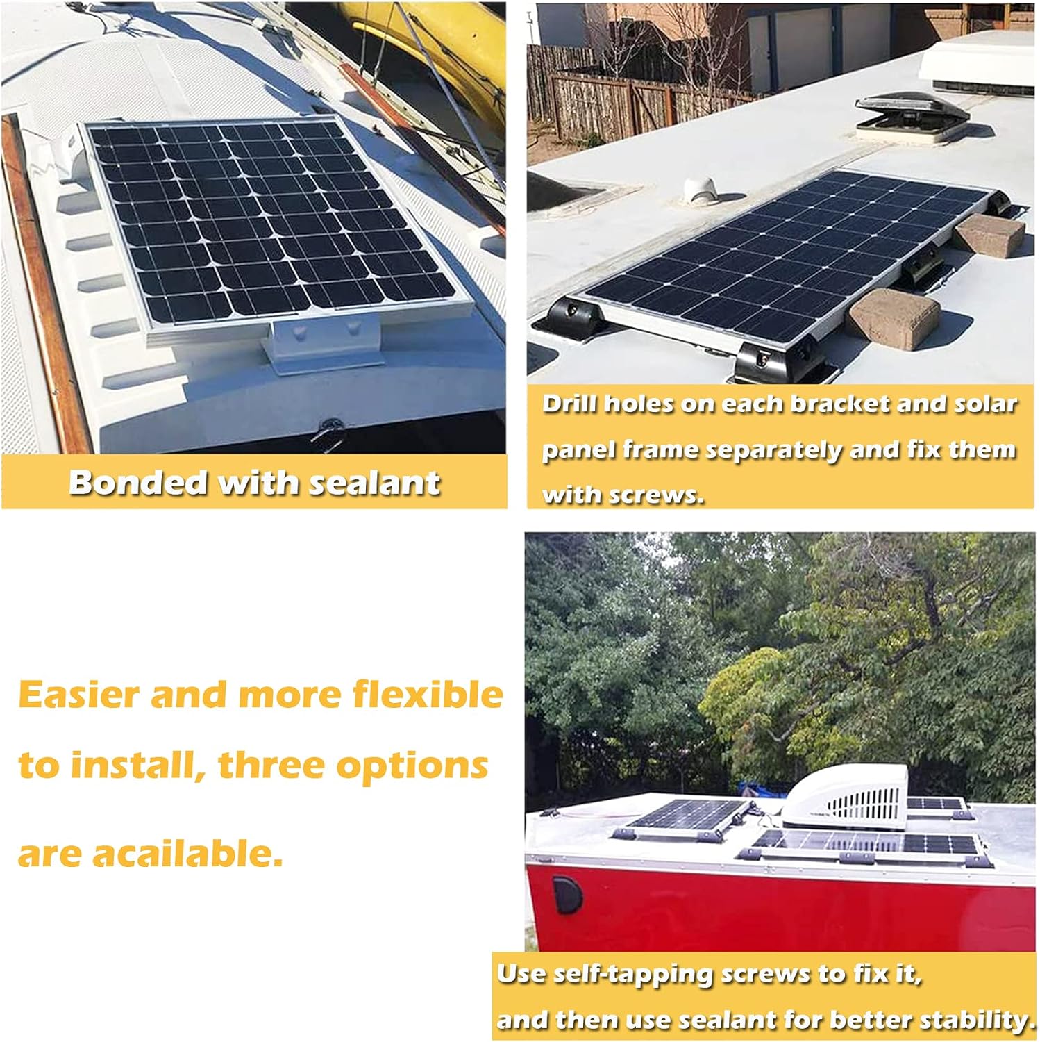 Thumbnail 4 de TRAMILY 6PCS Solar Panel Mounting Bracket White Rectangle Set – Corner and Side Supports for Flat Surfaces