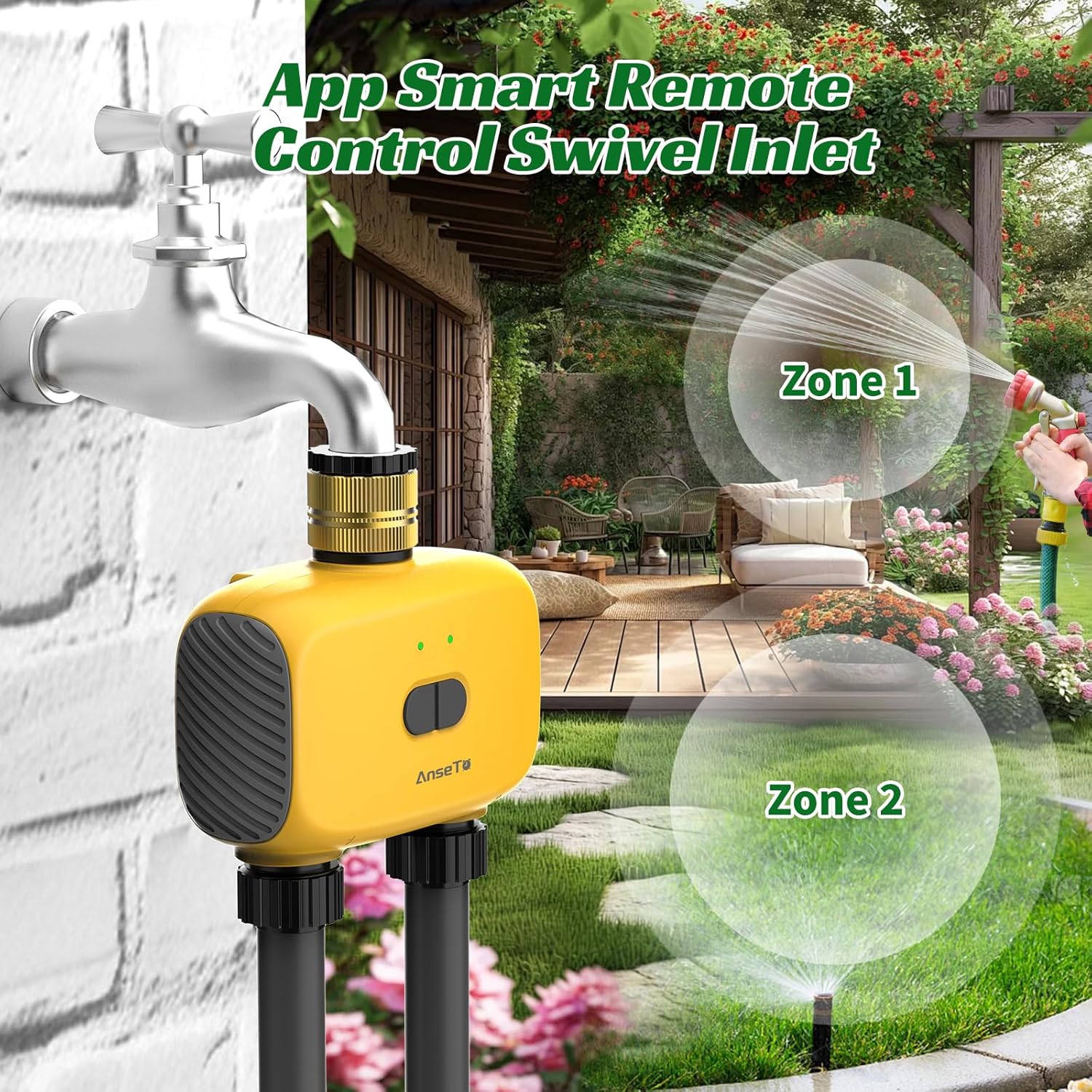 Thumbnail 1 de AnseTo Dual Port WiFi Water Timer Irrigation (Smart Life) for Alexa & Google Home