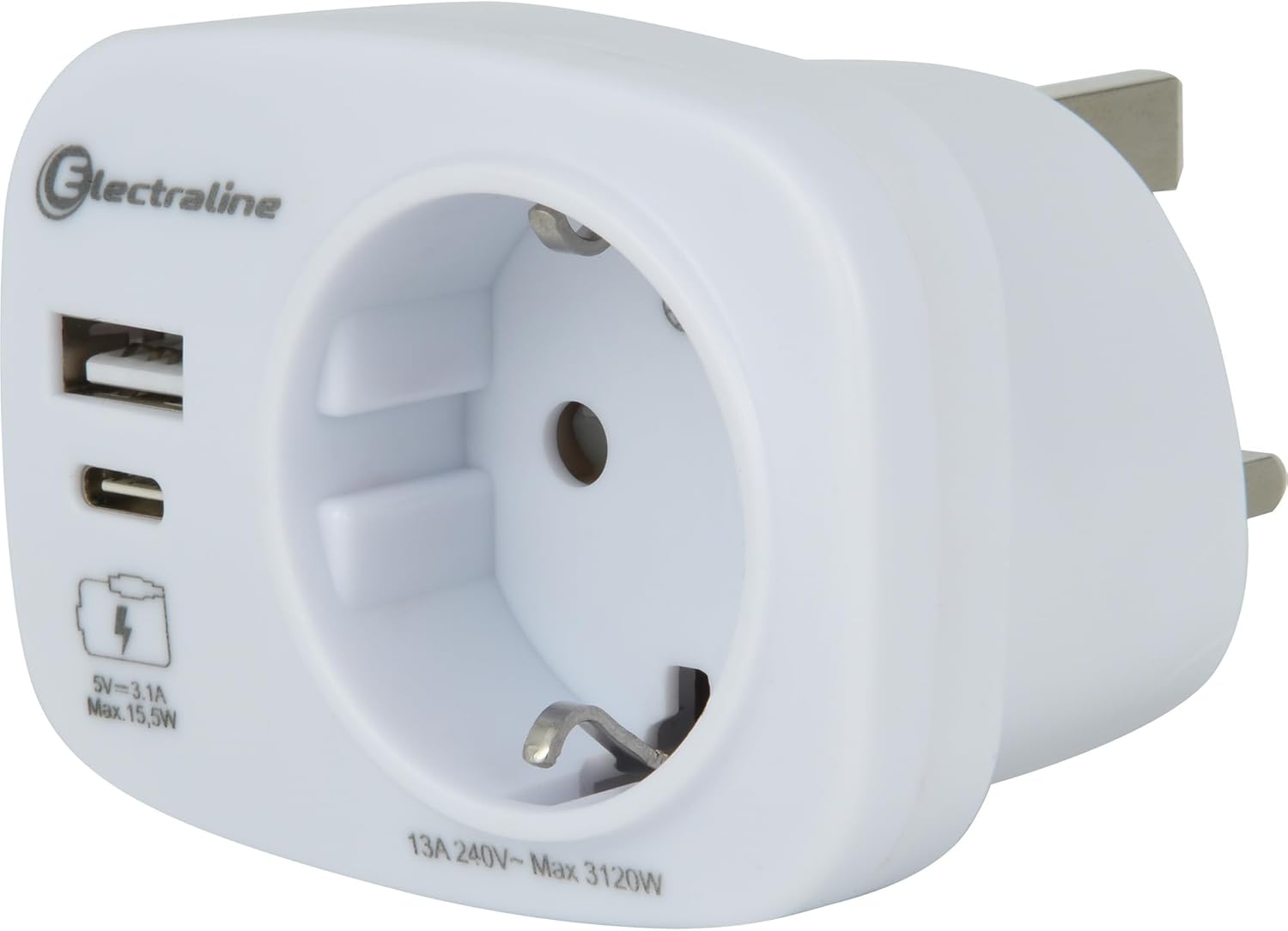 Detalle de Electraline 70036 Adattatore da viaggio USA: spina tedesca con 2 USB