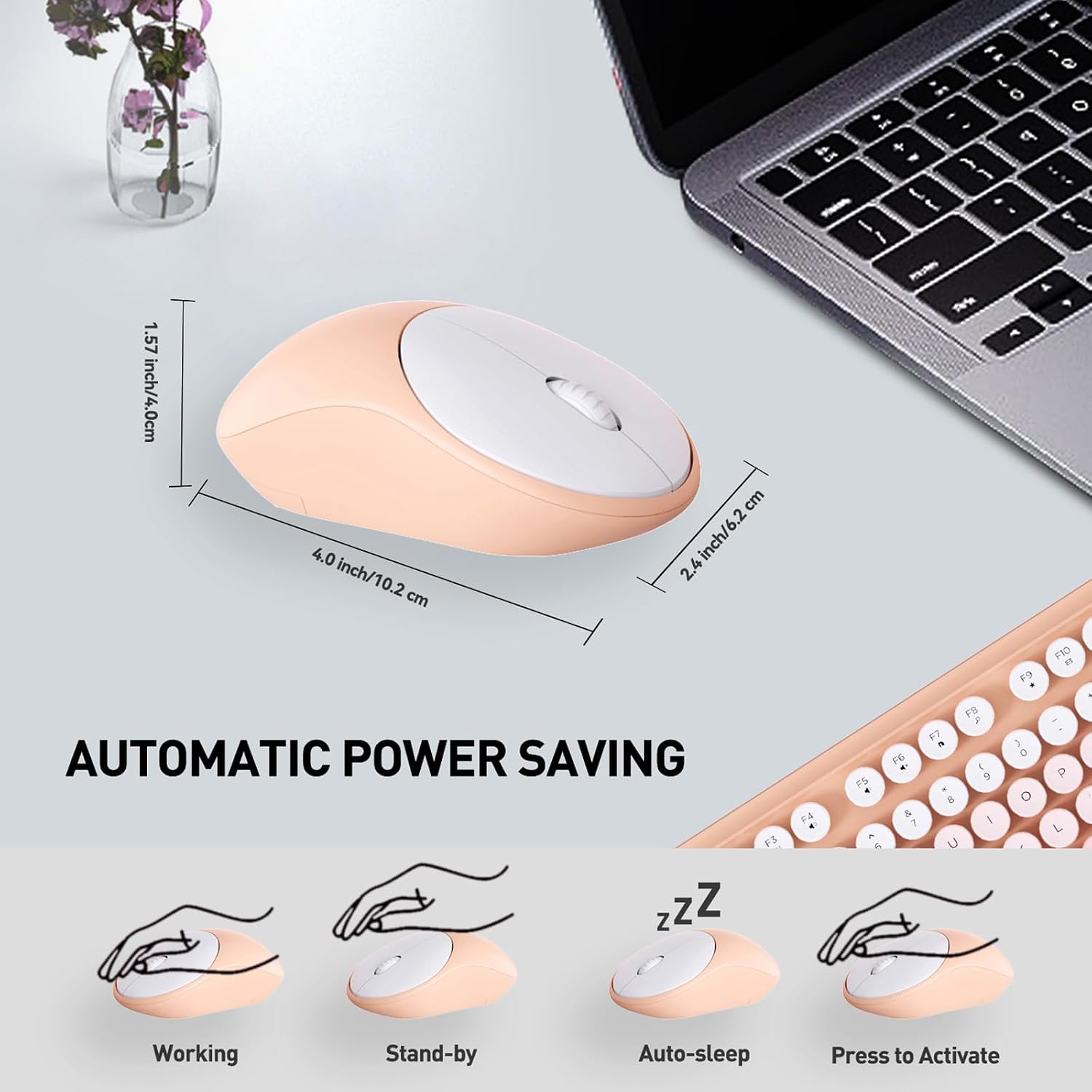 Detalle 2 de Retro Typewriter Wireless Keyboard & Mouse Combo 2.4GHz