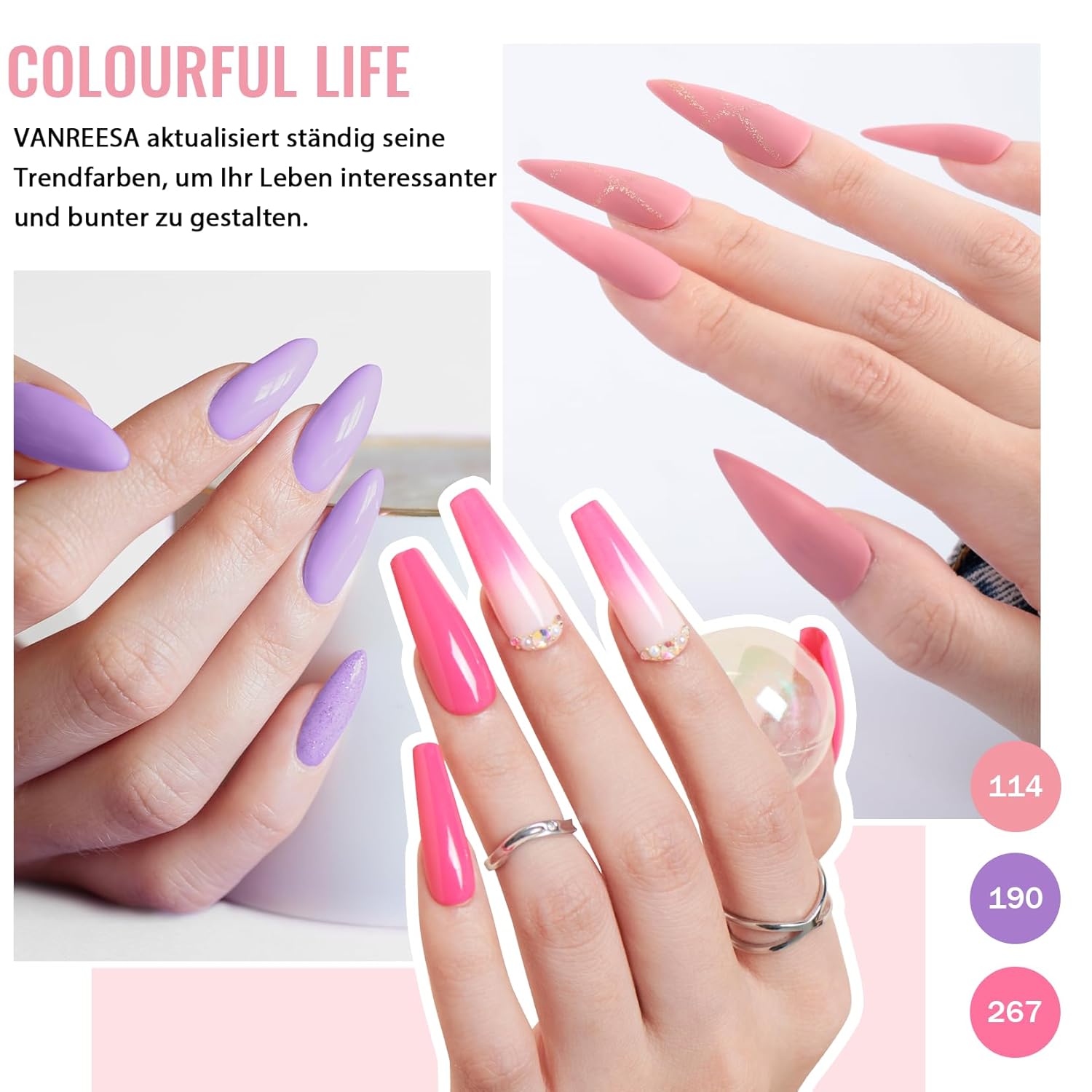 Detalle de VANREESA U V Nagellack Set mit 35 Farben, 48W U V/LED Lampe und elektrischem Nagelfräser – Starterset für Gelnägel