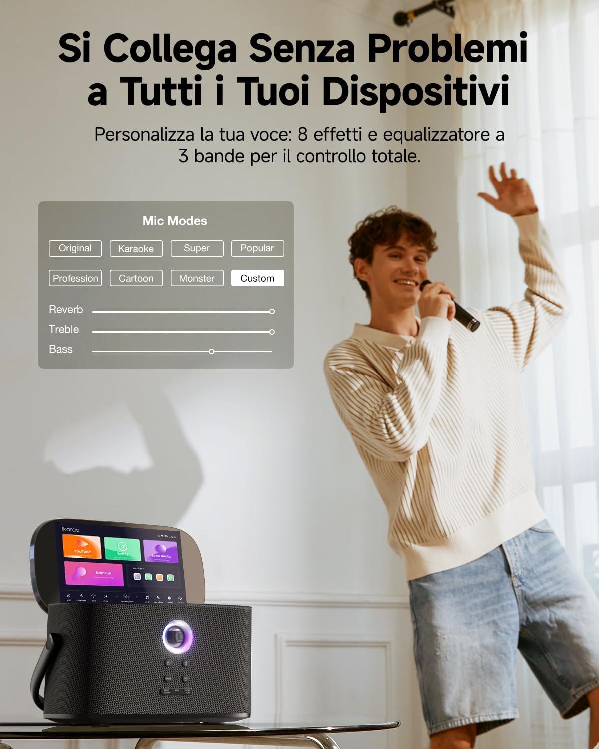 Thumbnail 6 de Karaoke con microfono portatile Shell S2, 140W, Bluetooth, app KaraFun e HDMI per TV