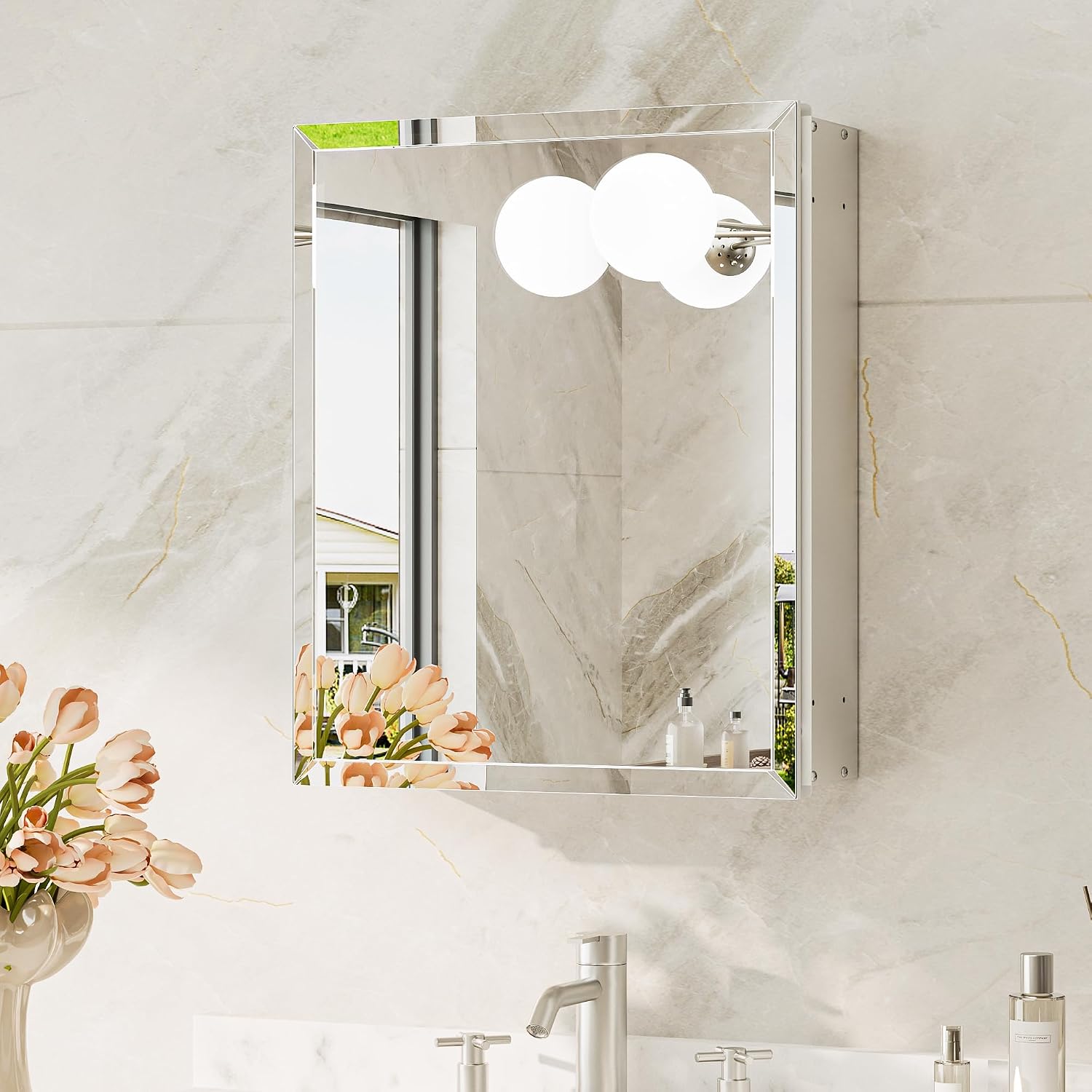 Detalle de TokeShimi 14 x 18 Recessed Medicine Cabinet with Mirror
