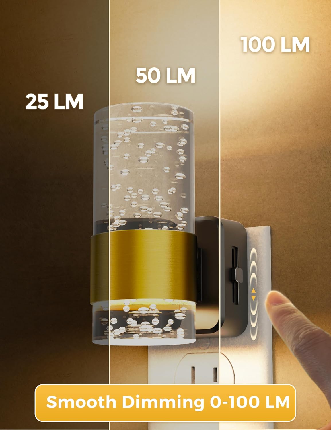 Detalle de L LOHAS LED A-GY-19702-US-2 Dimmable Plug-In Night Light, 2-Pack, 3000K