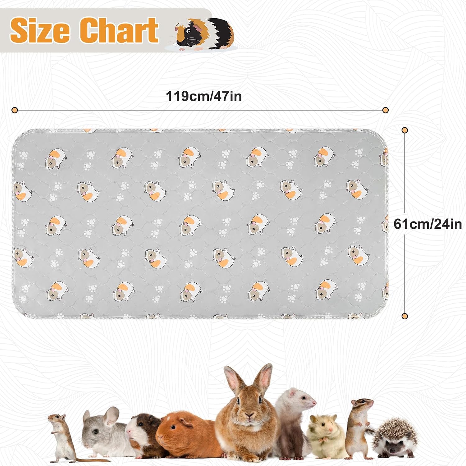 Detalle de Scenereal Guinea Pig Cage Liner 2 Packs with Cleaning Brush – Reusable Washable Pee Pads for Small Animals
