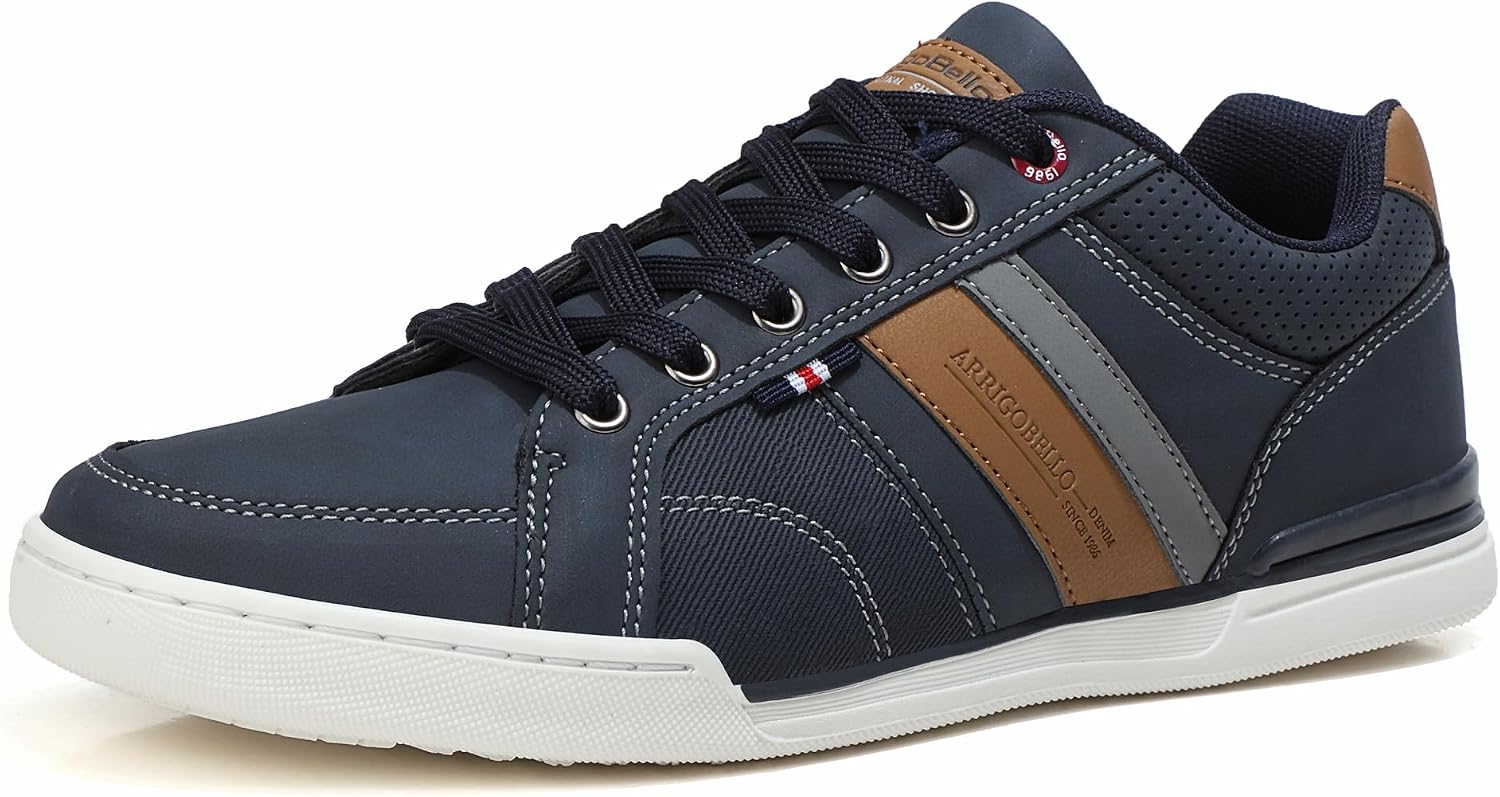 Detalle de Mens Casual Shoes Leather Trainers Classic Sneakers with Lace Up Comfort