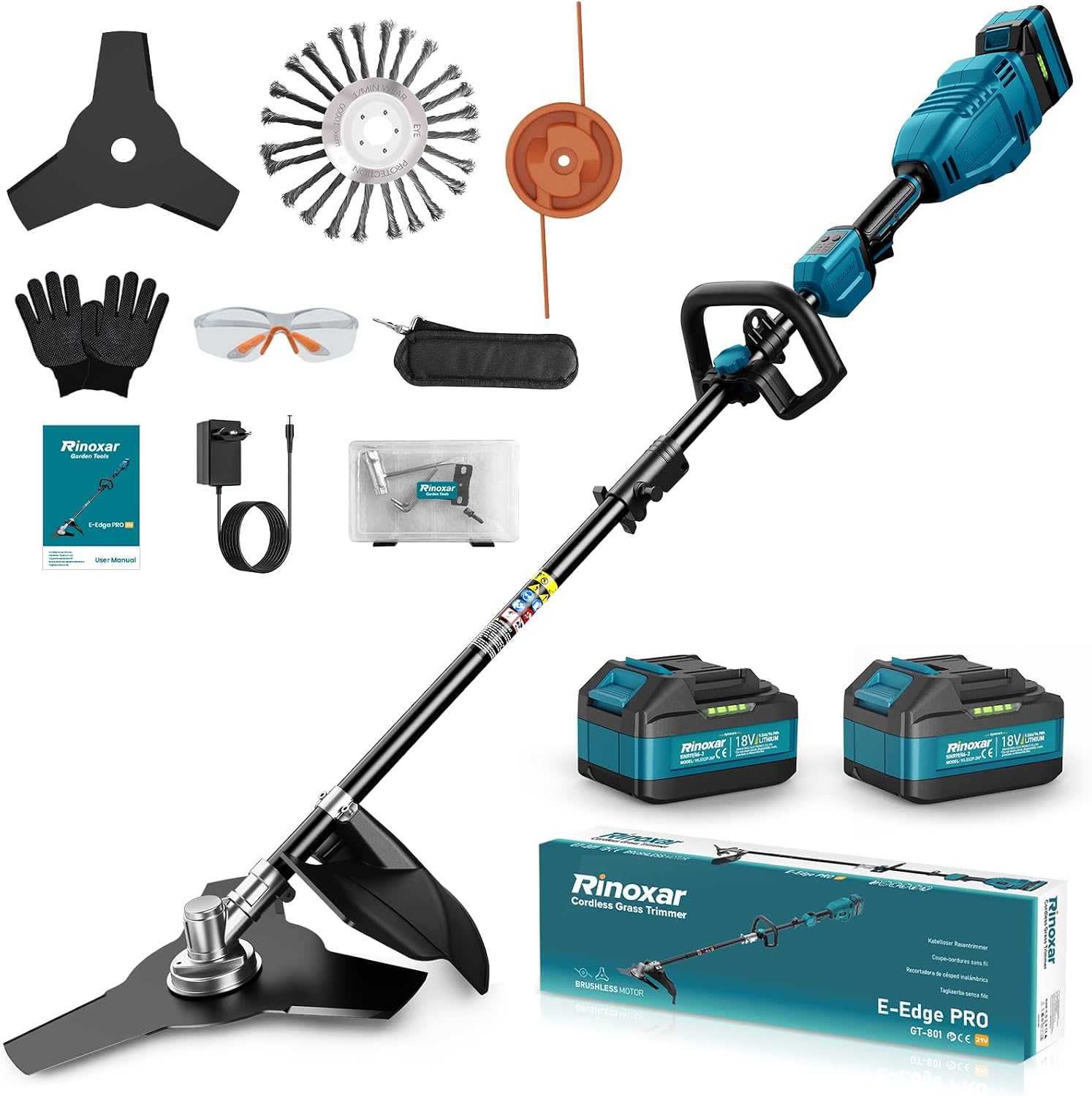 Detalle de Decespugliatore a Batteria 26 cm con Motore Anteriore Brushless + 2 Batterie 18V 5200 mAh