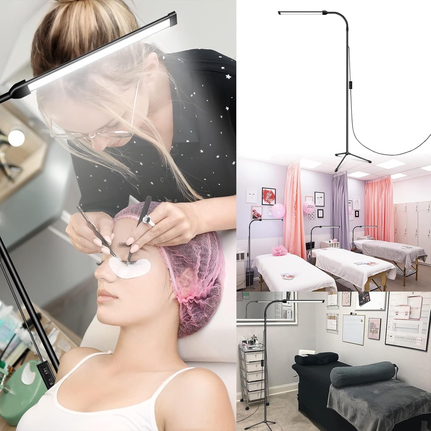 Detalle de JCOTTON Beauty Lamp for Eyelash Extensions, Makeup & Tattoo – Portable 3-in-1 LED Lamp