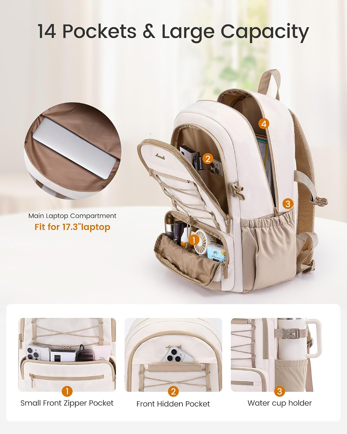 Detalle 2 de LOVEVOOK Rucksack Damen Laptop 17,3 Zoll