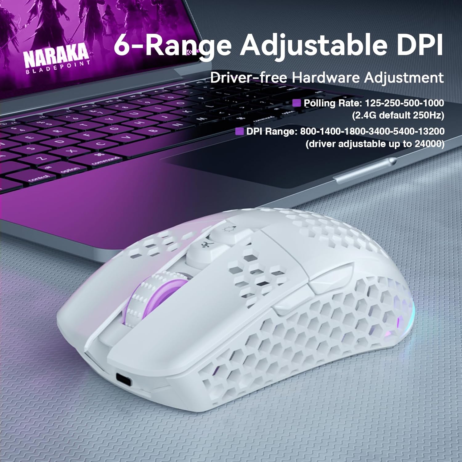 Detalle 2 de SOLAKAKA SM600 Wireless Gaming Mouse 600mA 🔌