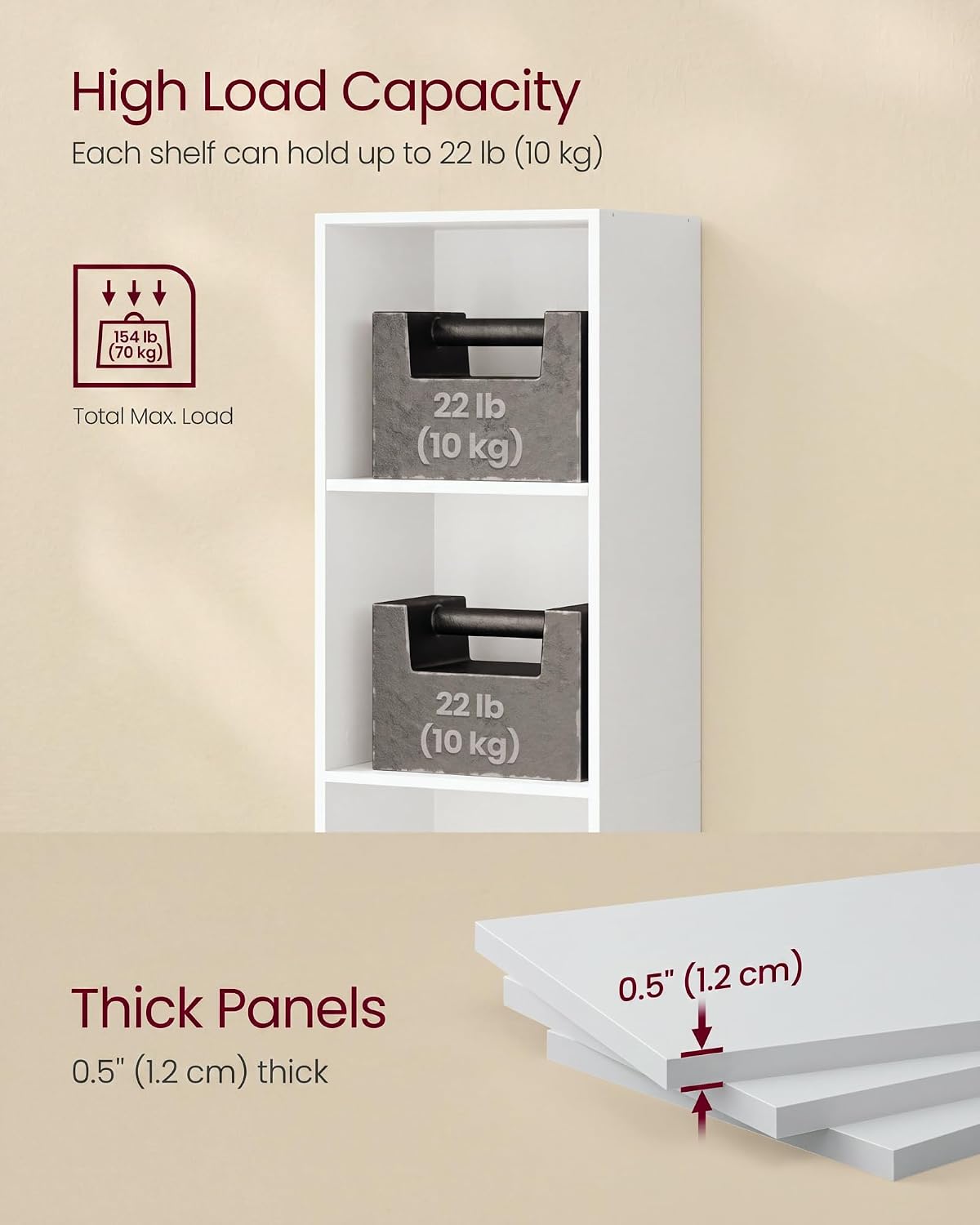 Thumbnail 6 de VASAGLE LBC411W01 six-tier bookcase, Cloud White, adjustable shelves