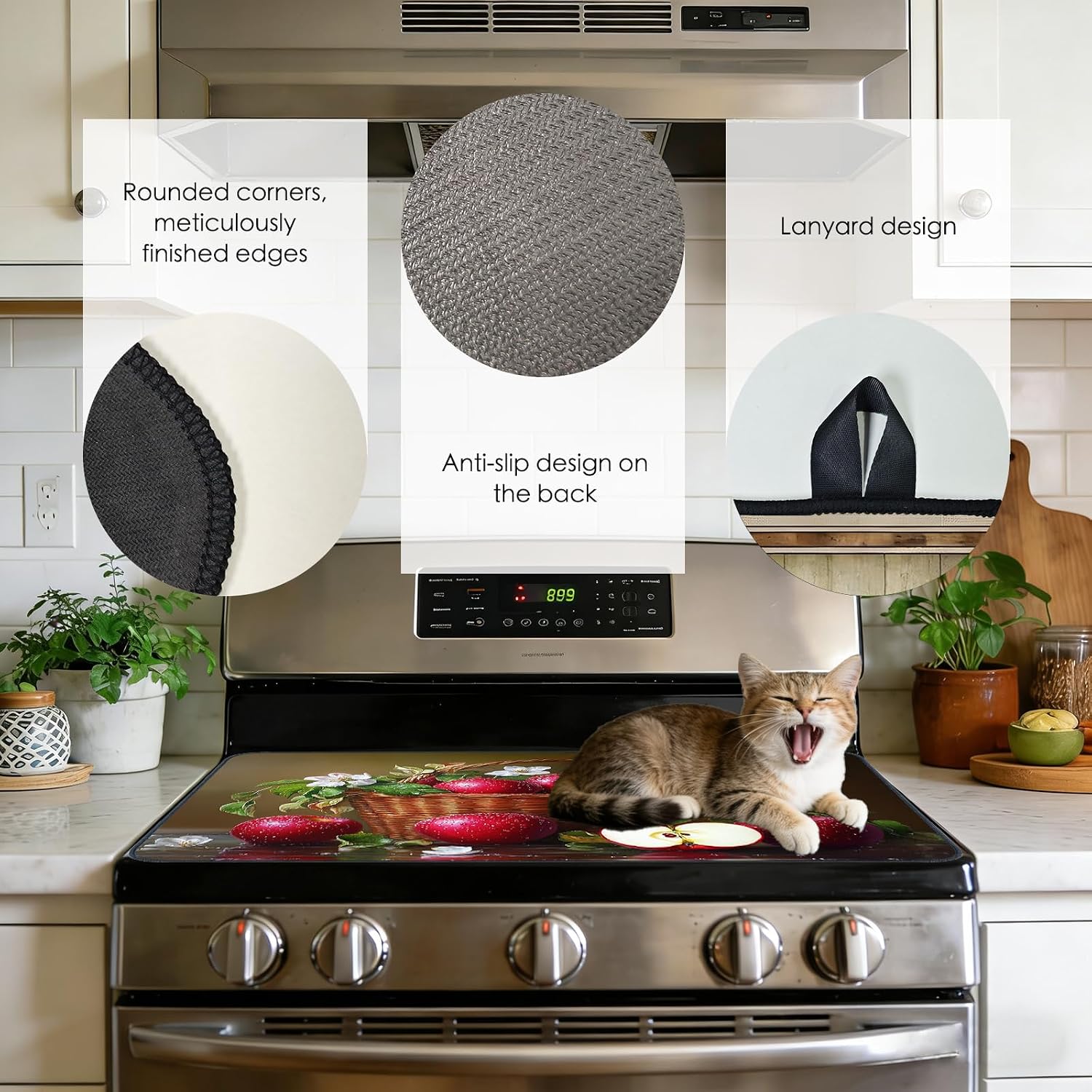 Detalle 1 de Nuxovilar Still Life Stove Top Cover, 20.47 x 28.34 Inches, Printed Design