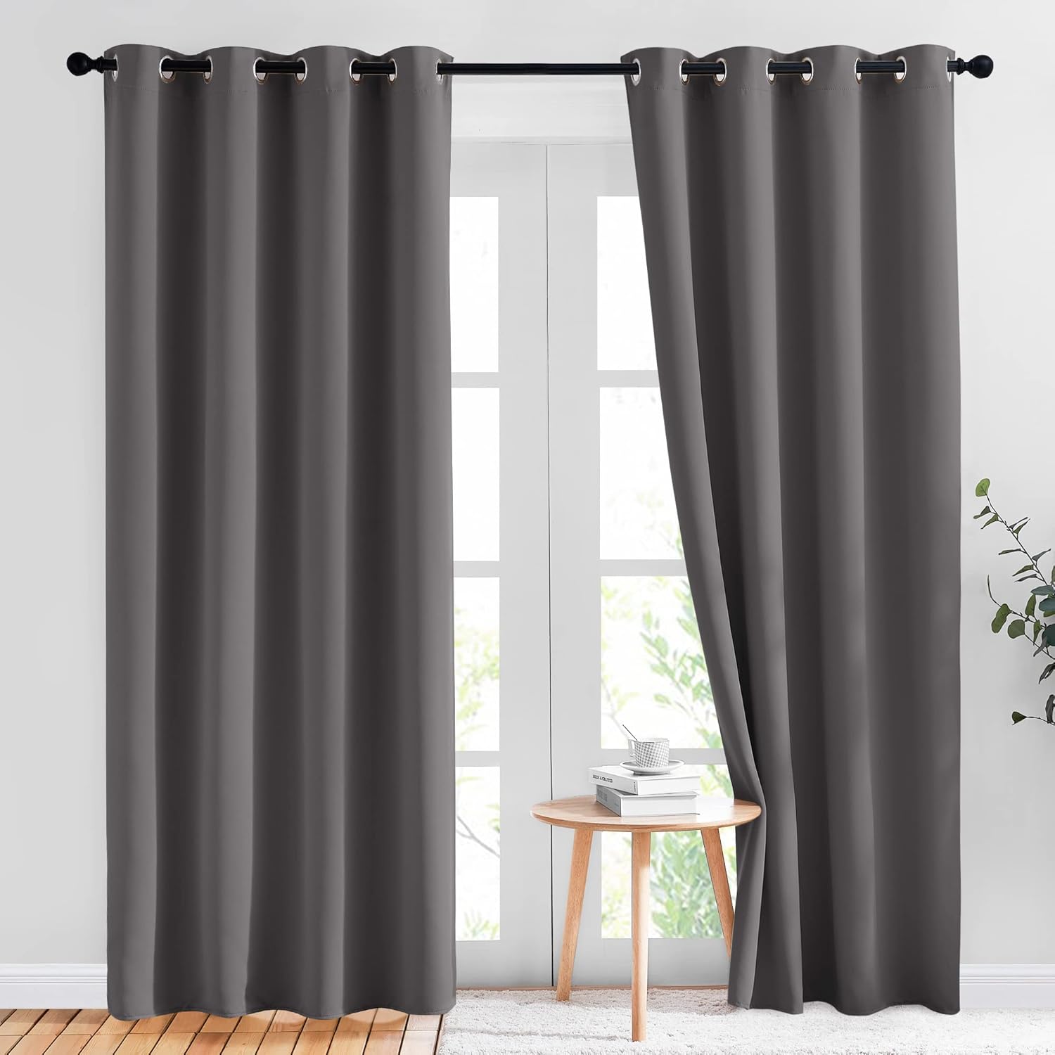 Detalle de NICETOWN Gray Blackout Curtains 84 inches 🪟