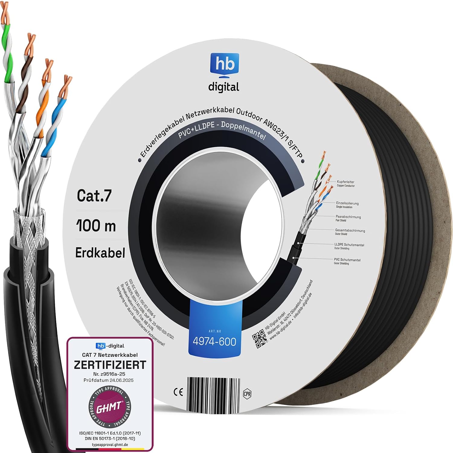 Detalle de HB-DIGITAL CAT 7 Outdoor 100m 🔌