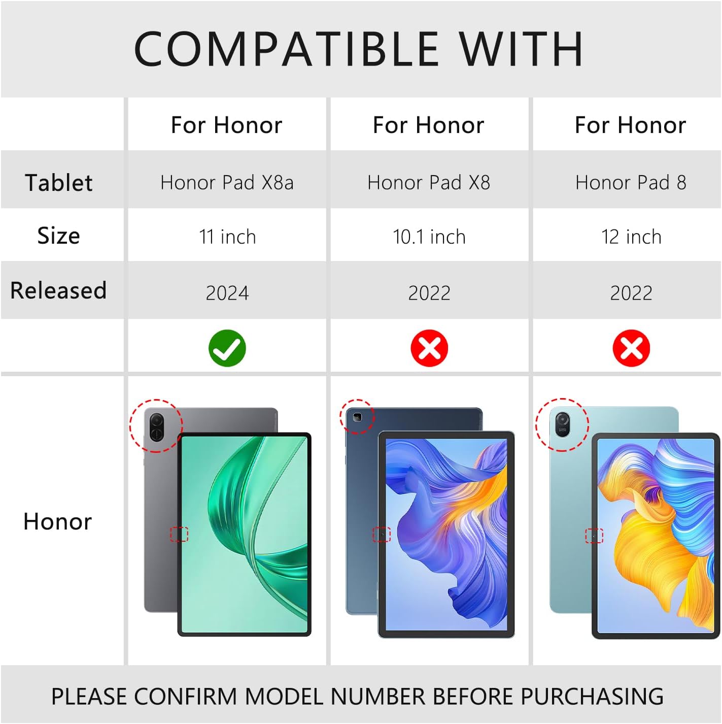 Thumbnail 1 de ROSROME for Honor Pad X8a 11 inch (2024) Case with HD screen protector – Navy Blue