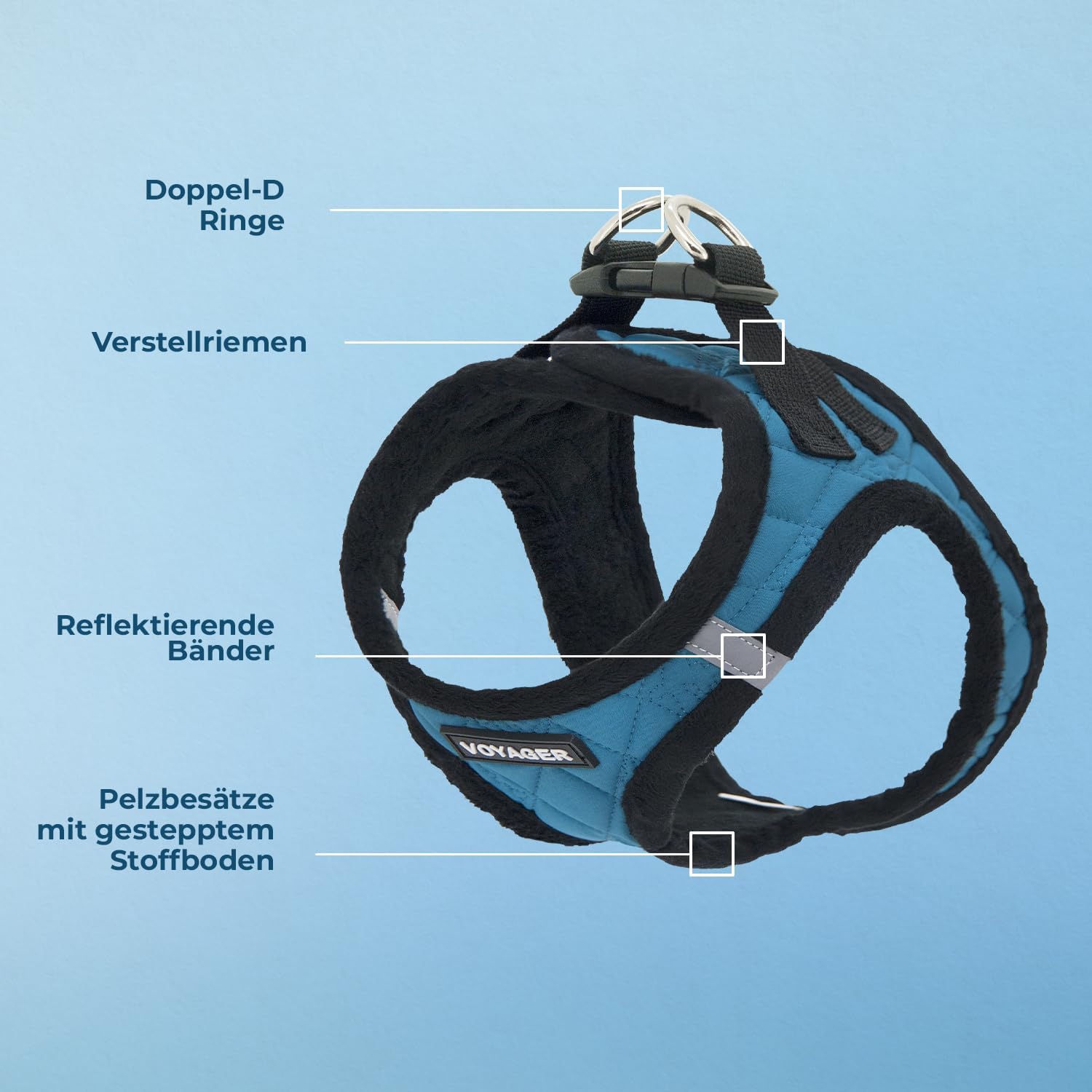 Detalle de Voyager Step-In Plüsch-Hundegeschirr – weiches, reflektierendes Geschirr für Kleine bis Mittlere Hunde (Türkis, Größe S, Brust 37–40 cm)