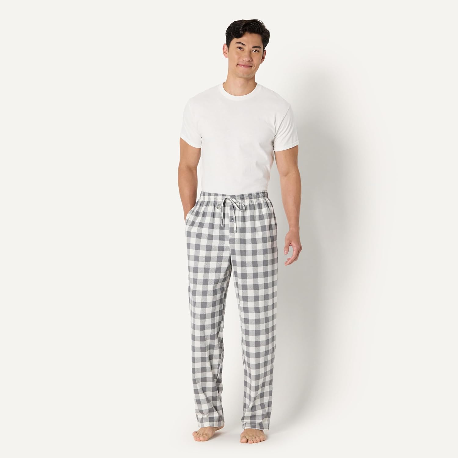 Detalle de Amazon Essentials Herren Pyjamahose aus Baumwollstrick – Lockerer Komfort für die Nacht
