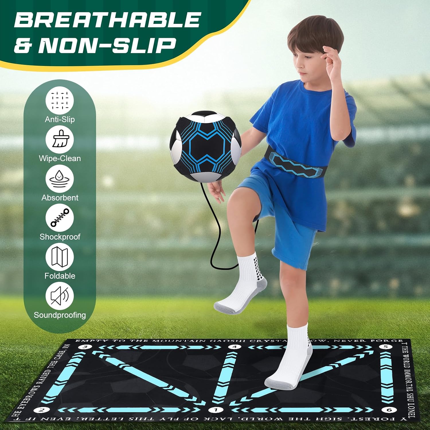 Detalle de Zourglow ZY-SP010-01-EU voetbaltrainingsmat 90 x 60 cm met kicktrainer