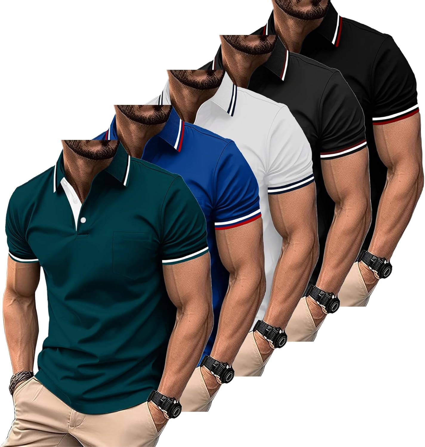 Thumbnail 6 de ZITY Polo Uomo Maniche Corte Pacco da 5: polo leggera, traspirante e versatile per sport e tempo libero