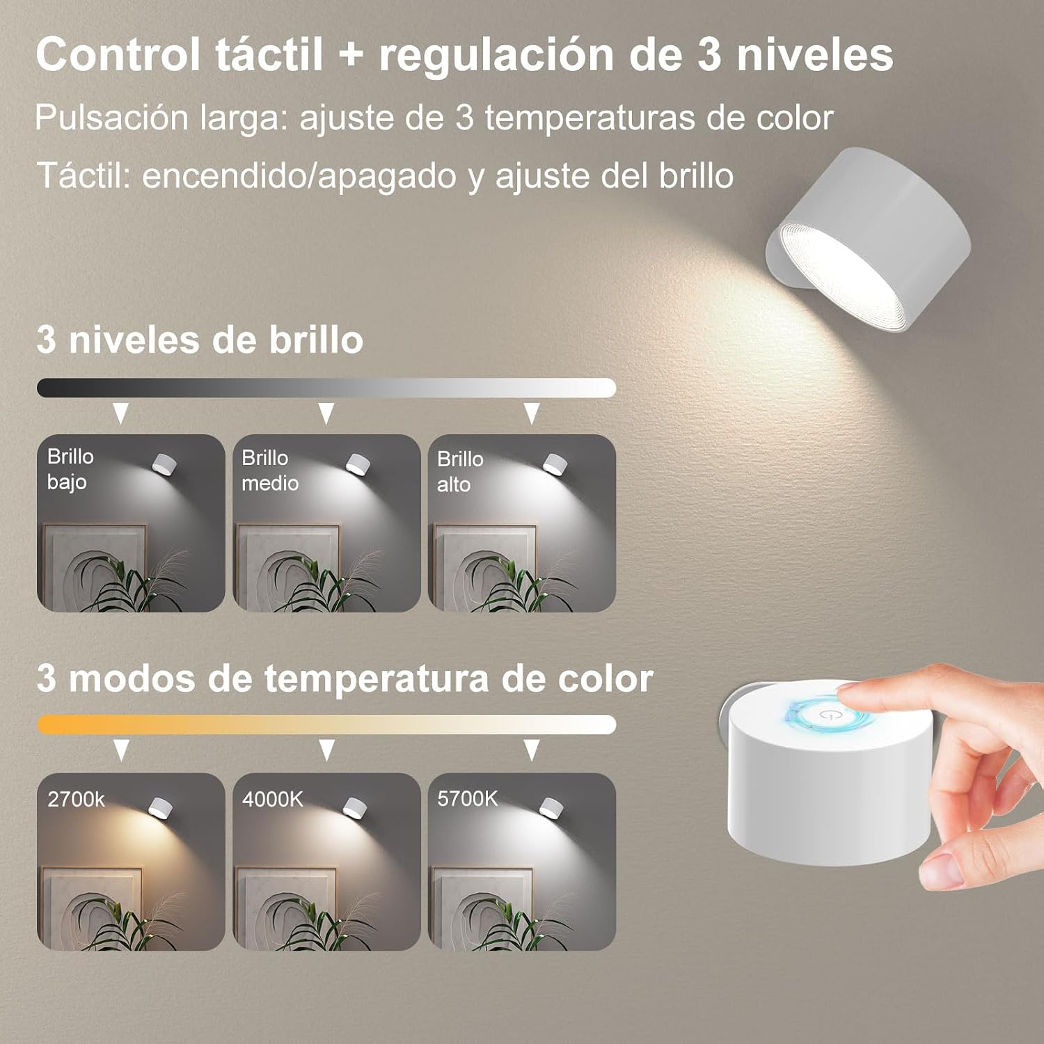 Detalle 2 de Feallive Lámpara de pared LED 2 piezas