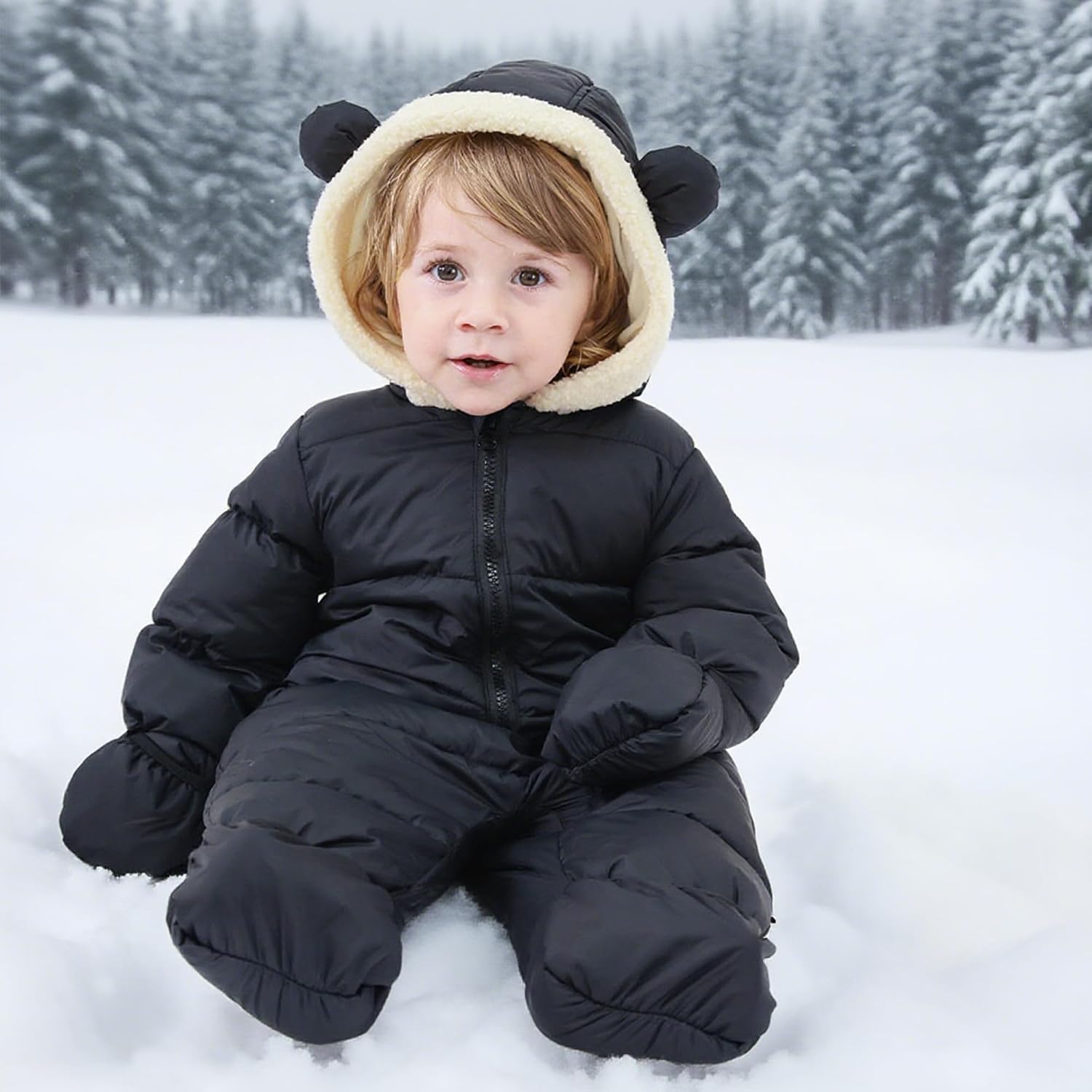Detalle de BFUSTYLE Baby Snowsuit, Hooded One-Piece with Front Zipper, 0M-3T