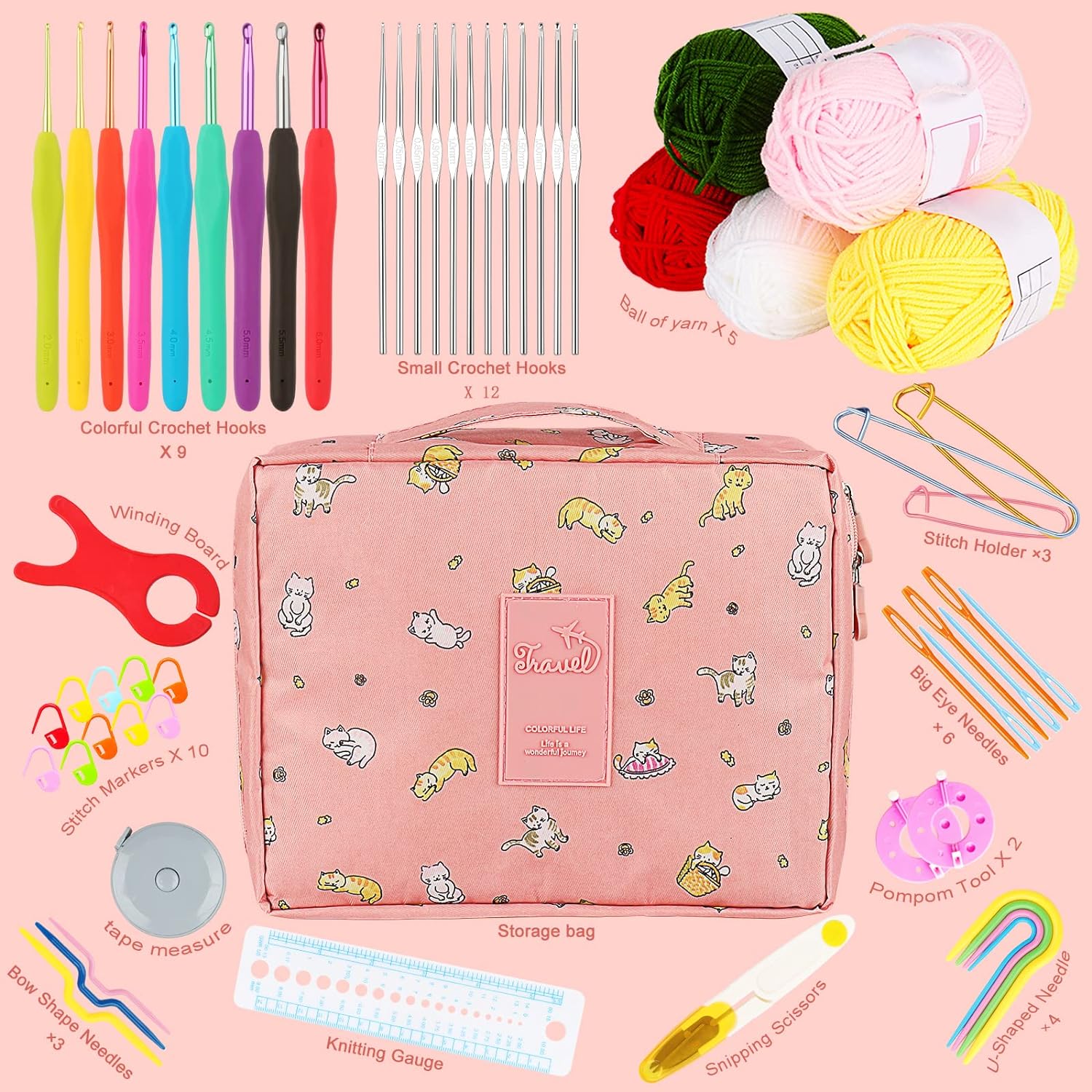 Thumbnail 1 de Aeelike Crochet Kit for Beginners 59‑pc