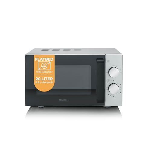 Detalle de SEVERIN MW 9184 Solo-Mikrowelle mit Glasboden – 20 L, 800 W, Schwarz/Edelstahl matt