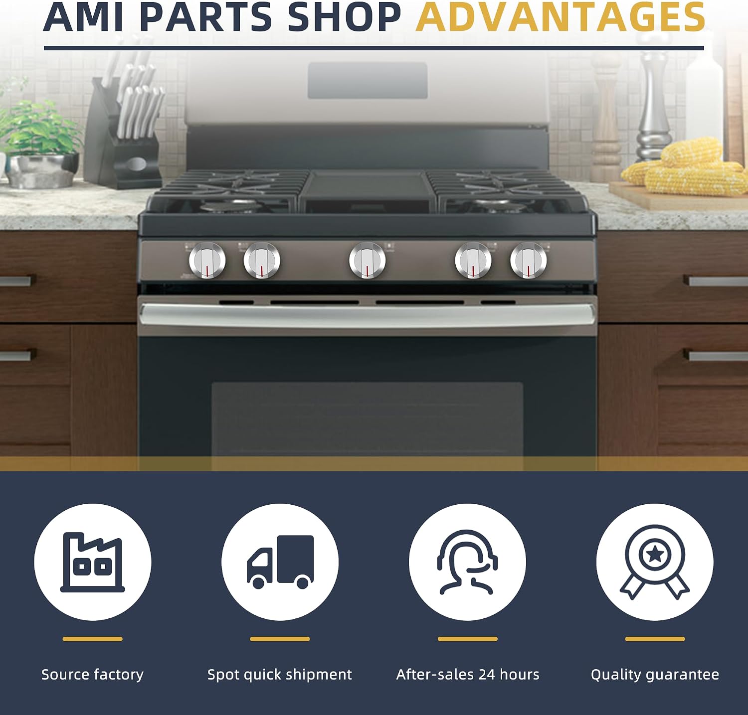 Thumbnail 6 de AMI PARTS DG94-03500A/Z-5PACK Gas Stove Knob Replacements, Silver 5-Pack