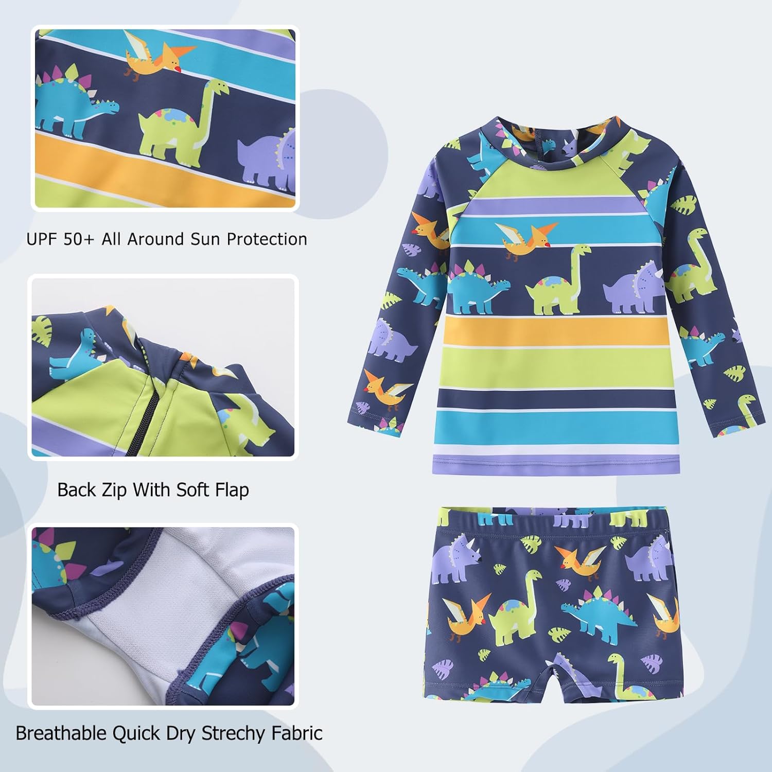 Thumbnail 2 de UV Shirt Kinder Baby Jungen Badeshirt Zweiteilig Langarm Set mit UV-Schutz UPF 50+ – 62–110/6 Monate bis 5 Jahre