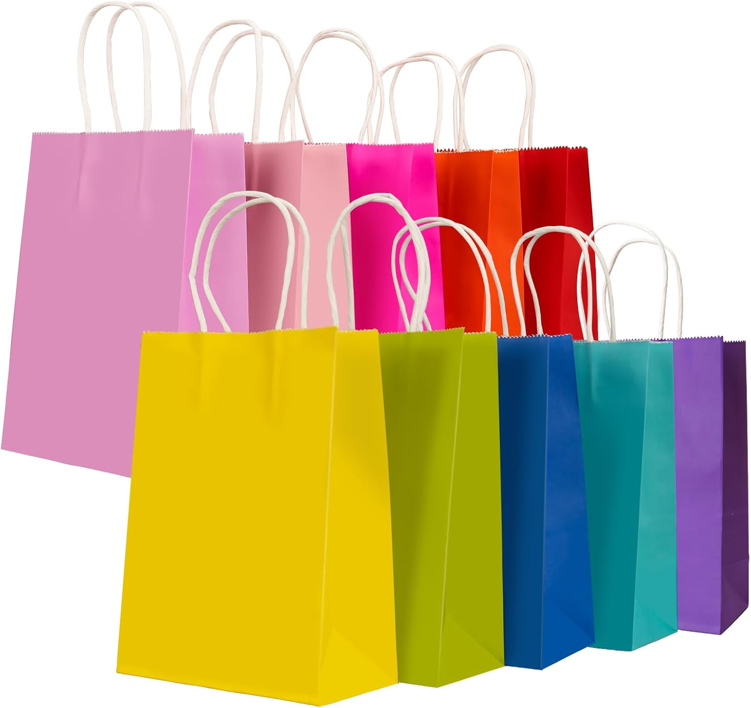 30 Stück Papiertüten 10 Farben mit Henkel – Kraftpapiertüten für Geschenke, Hochzeit, Kindergeburtstag