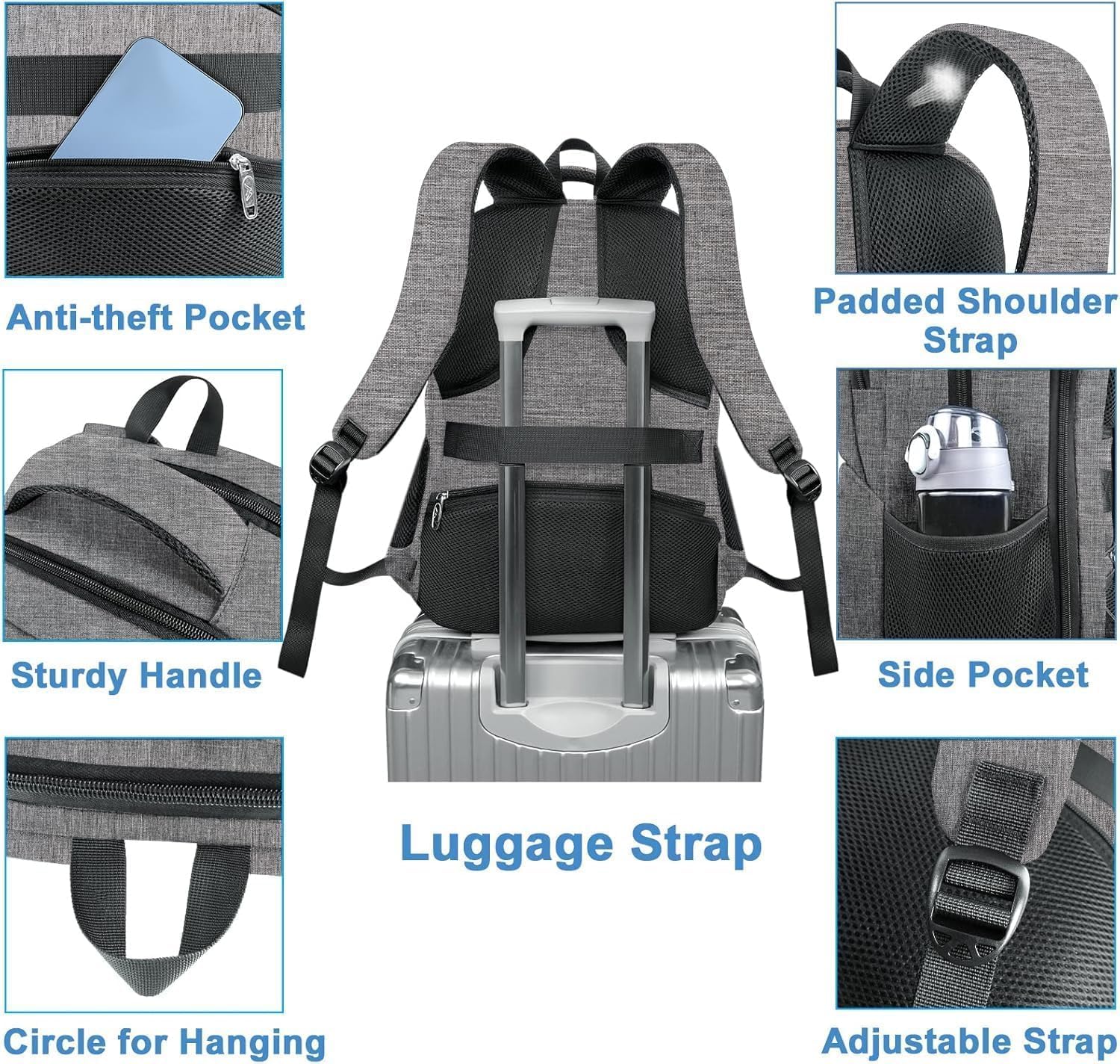 Thumbnail 5 de MATEIN Rucksack mit Kühlfach und Laptopfach 17 Zoll – TSA-kompatibel, isoliert, Groß, Grau