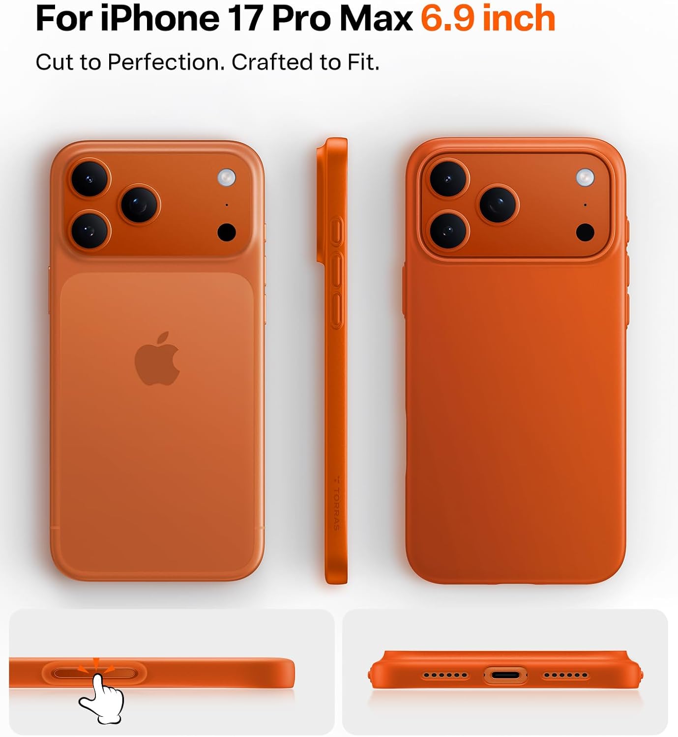 Thumbnail 1 de TORRAS Magnetic Slim-Fit Case for iPhone 17 PRO MAX – Ultra-Thin, MagSafe Ready, Glossy Orange