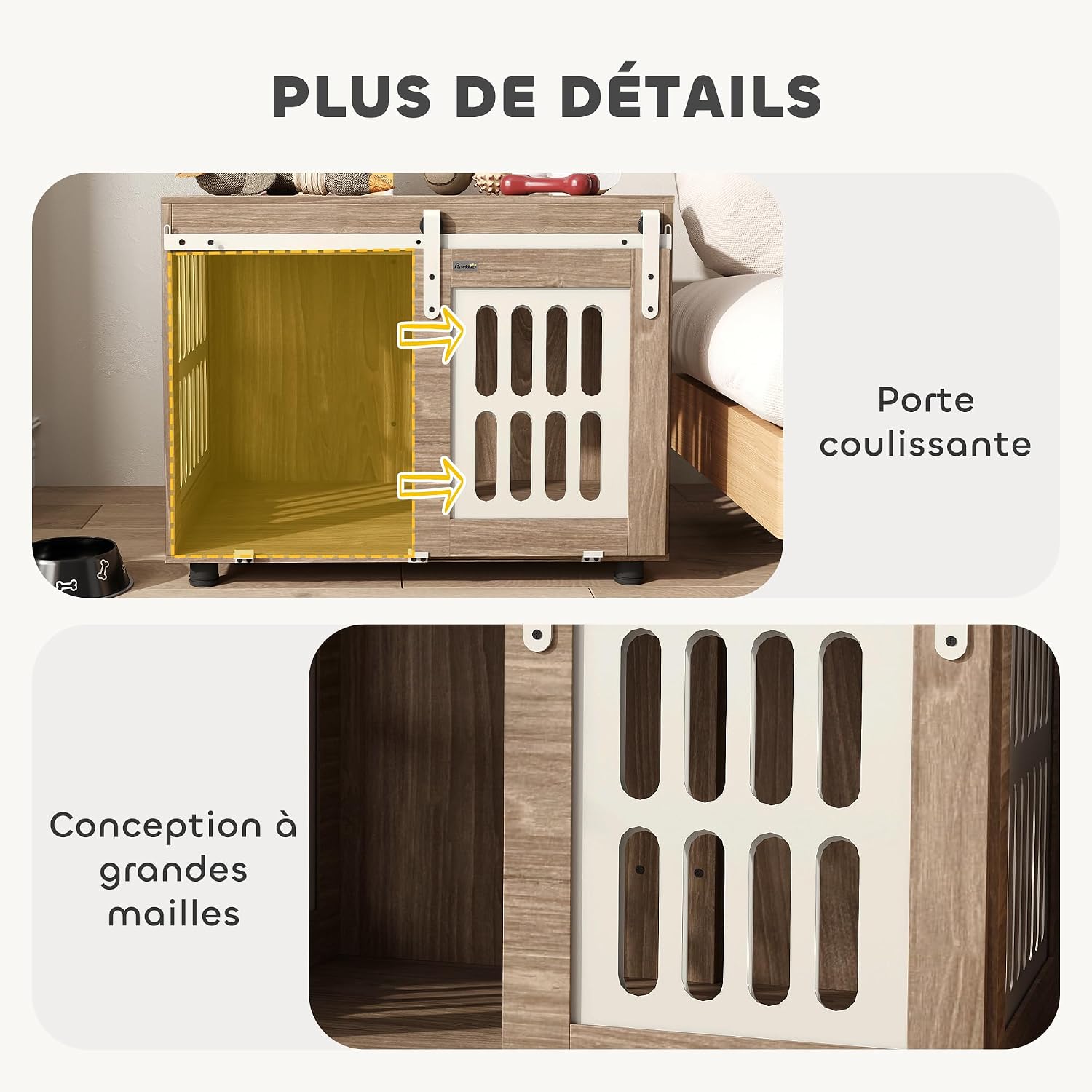 Detalle 2 de PawHut meuble cage pour chien 80 x 59