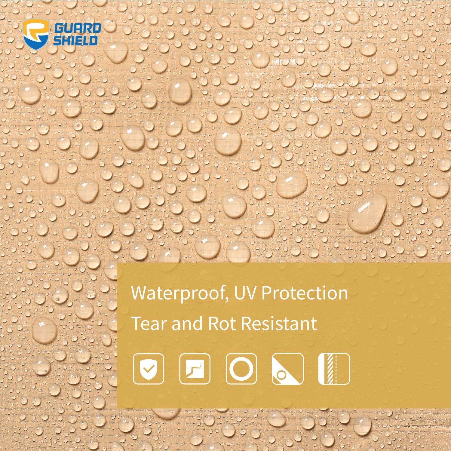 Detalle de GUARD SHIELD Beige Tarps Heavy Duty Plus+ 20x30 ft — 12mil Double-Sided Tarp with Reinforced Grommets