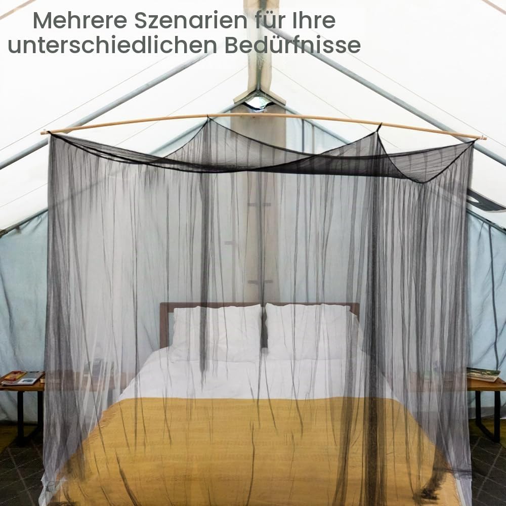 Detalle 2 de Aoreun S-black WZ muggennet voor tweepersoonsbed, zwart polyester, 240 x 210 x 190 cm