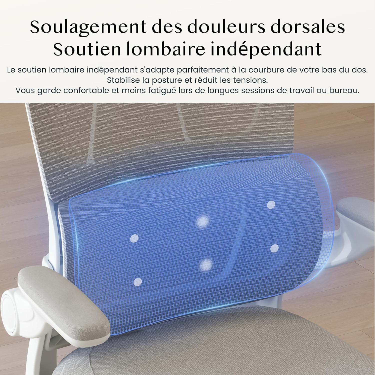 Thumbnail 6 de FLEXISPOT OC3 Lite Chaise de bureau ergonomique avec dossier en maille et soutien lombaire en C