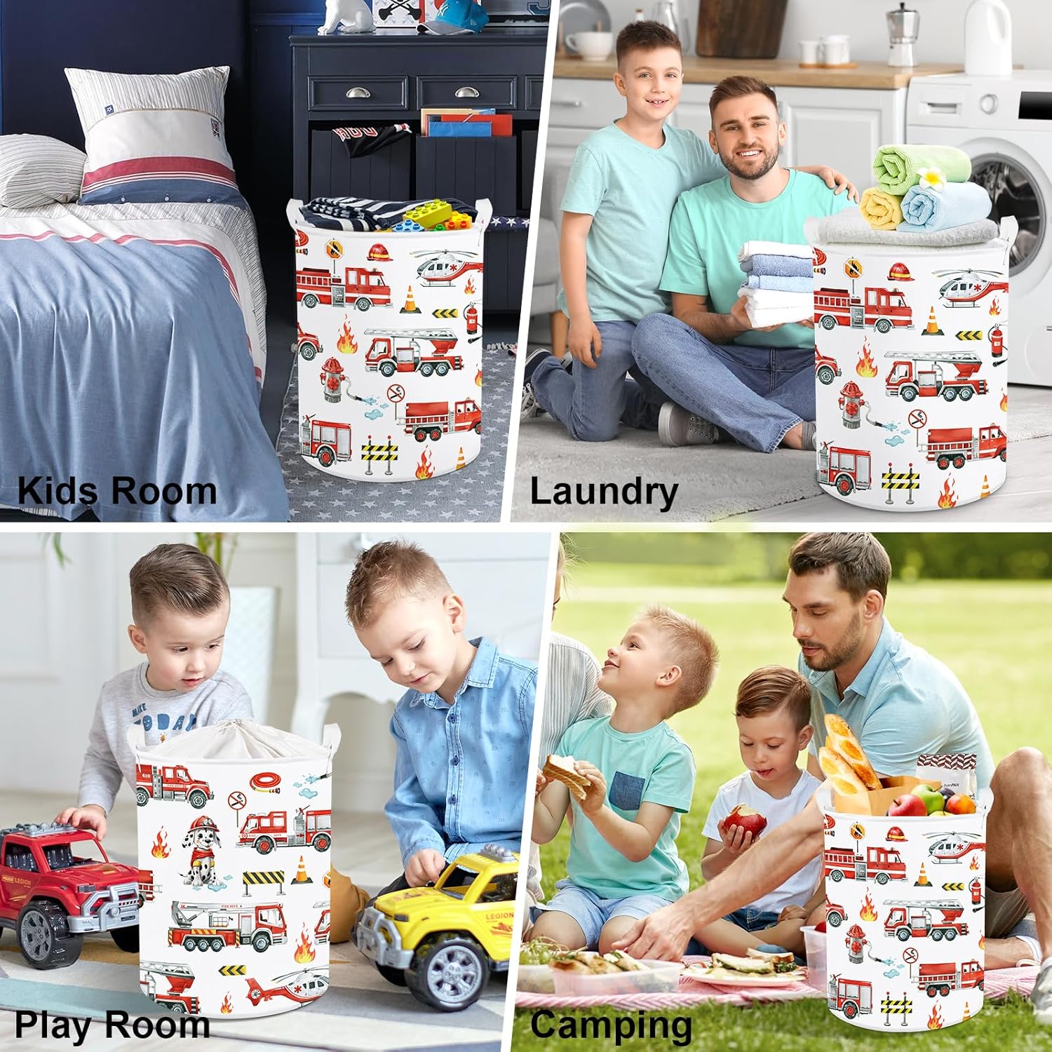 Thumbnail 6 de Clastyle Car Baby Laundry Hamper Collapsible Clothes Storage Basket (Fire Engine) 36 x 45 cm