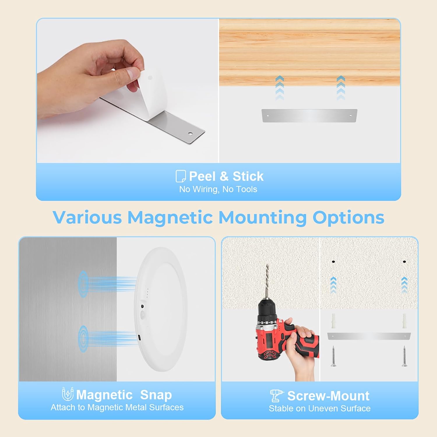 Thumbnail 5 de Givryes 2-Pack Rechargeable Magnetic LED Ceiling Lights with Remote