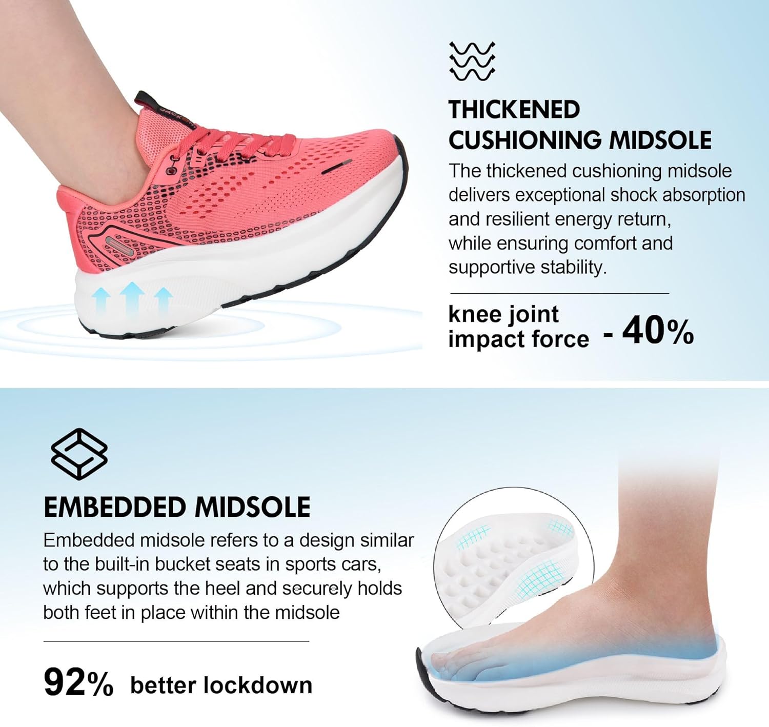 Thumbnail 5 de JACKSHIBO Wide Toe Box Zero-Drop Sneakers with Arch Support for Running, Walking & Plantar Fasciitis