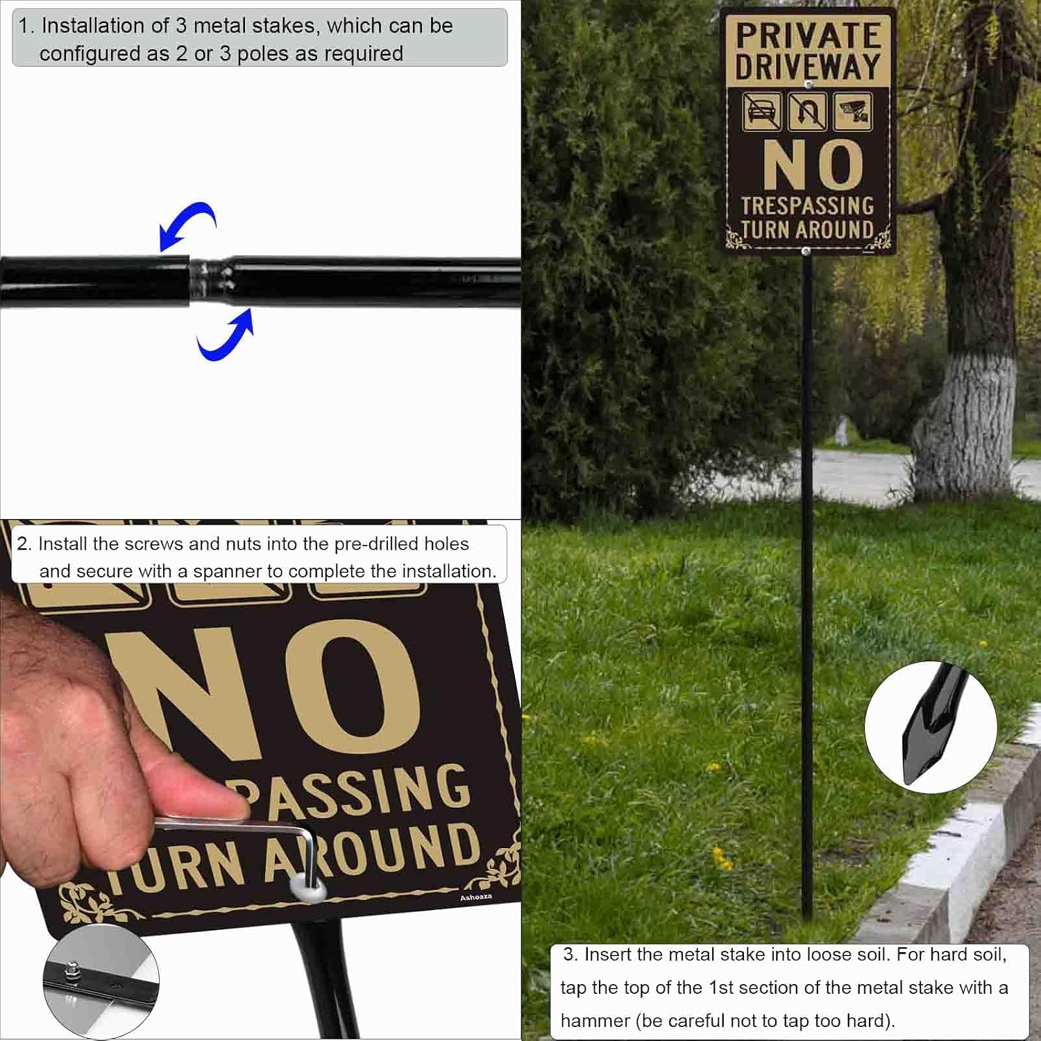 Detalle 2 de Private Property No Trespassing Sign, solid aluminium