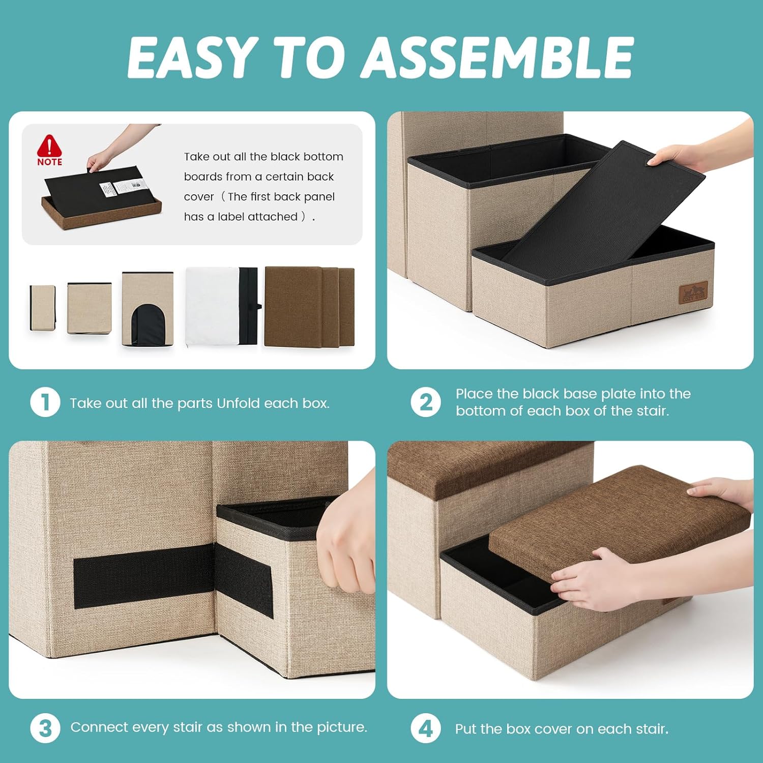 Detalle de Dog Stairs with Storage, 3-Step Wider Sturdy Dog Steps for All Sizes