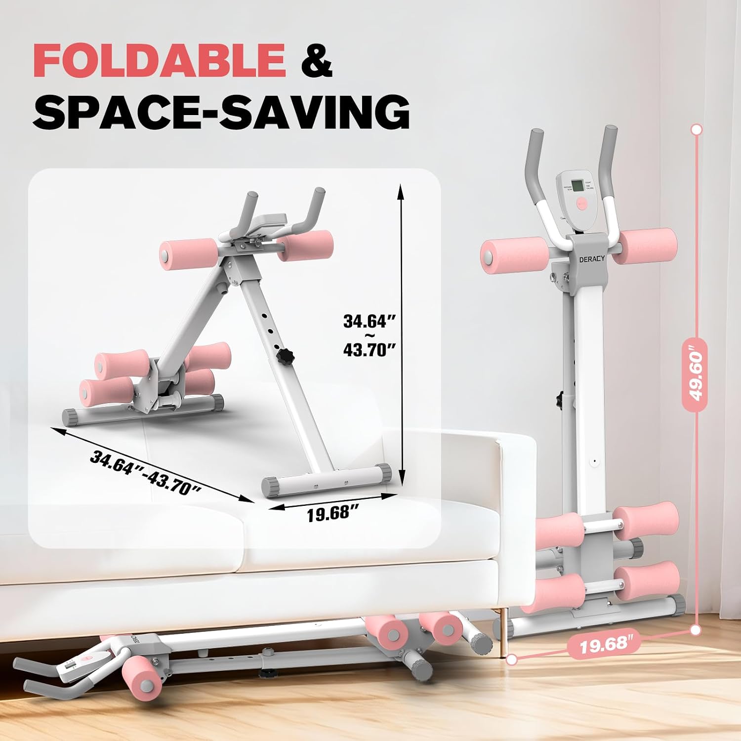 Detalle 2 de DERACY AV02 Ab Workout Machine, Adjustable and Foldable with LCD Display