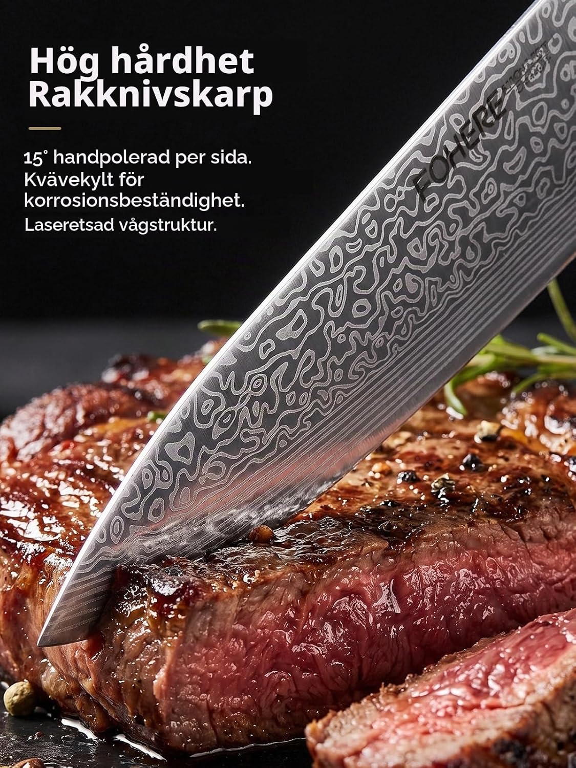 Thumbnail 6 de FOHERE KF-H8005 knivset, 14 delar med självslipande block i rostfritt stål