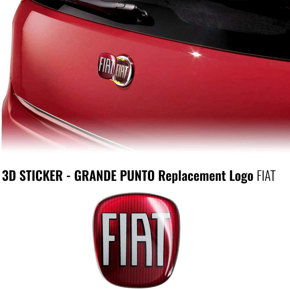 Detalle 2 de Fiat 32014 Autocollant Fiat 3D de Rechange Logo pour Grande Punto
