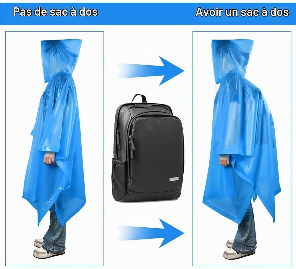 Thumbnail 6 de OSDUE set van 2 regenponcho’s van EVA met capuchon en mouwen, blauw