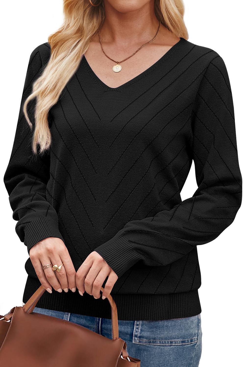 Detalle 2 de WIHOLL Sweater V-Neck Lightweight Pullover 2025