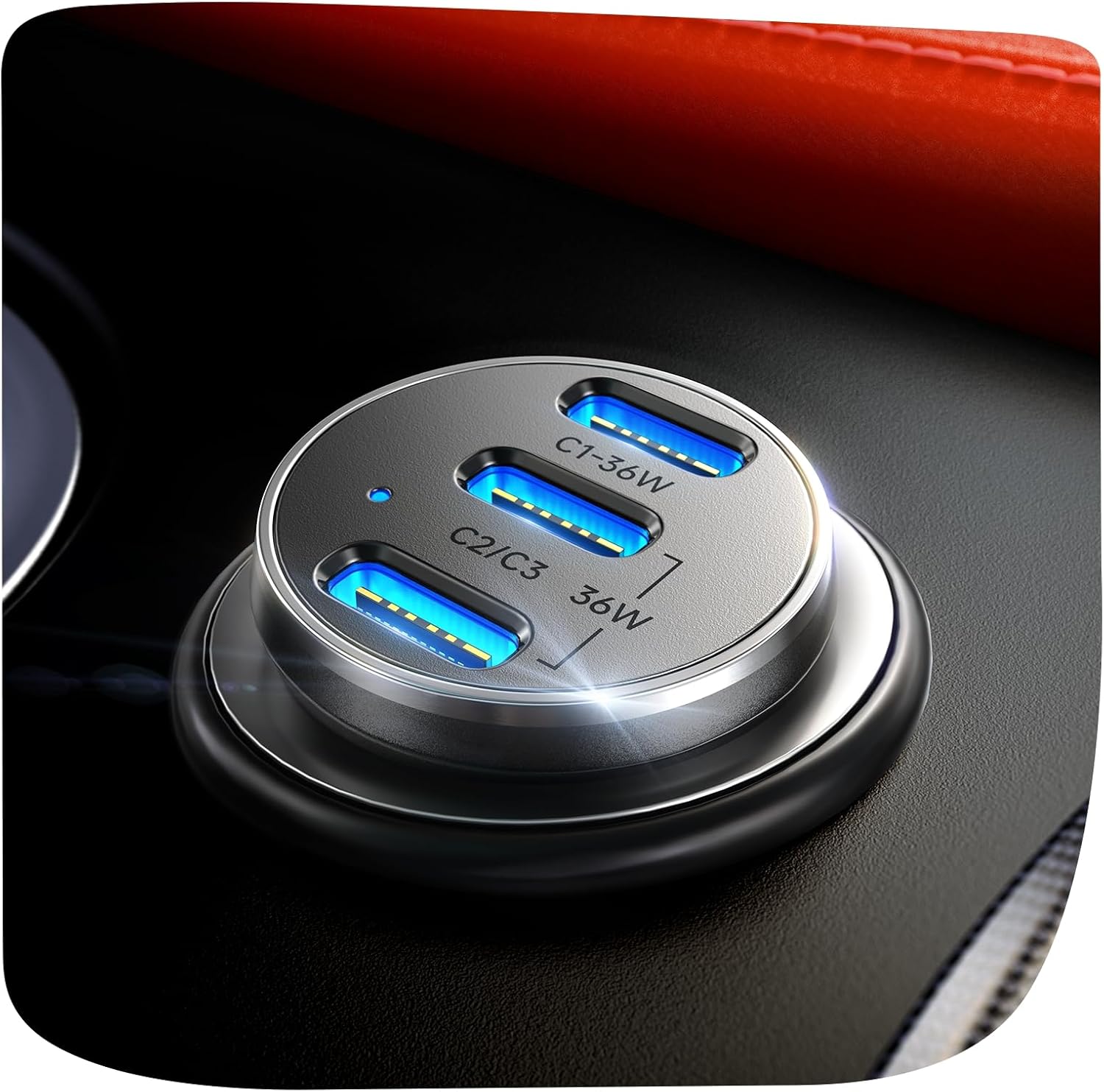 Detalle de LISEN 108W Zigarettenanzünder USB C – 3-Port PD PPS Schnellladegerät für Auto