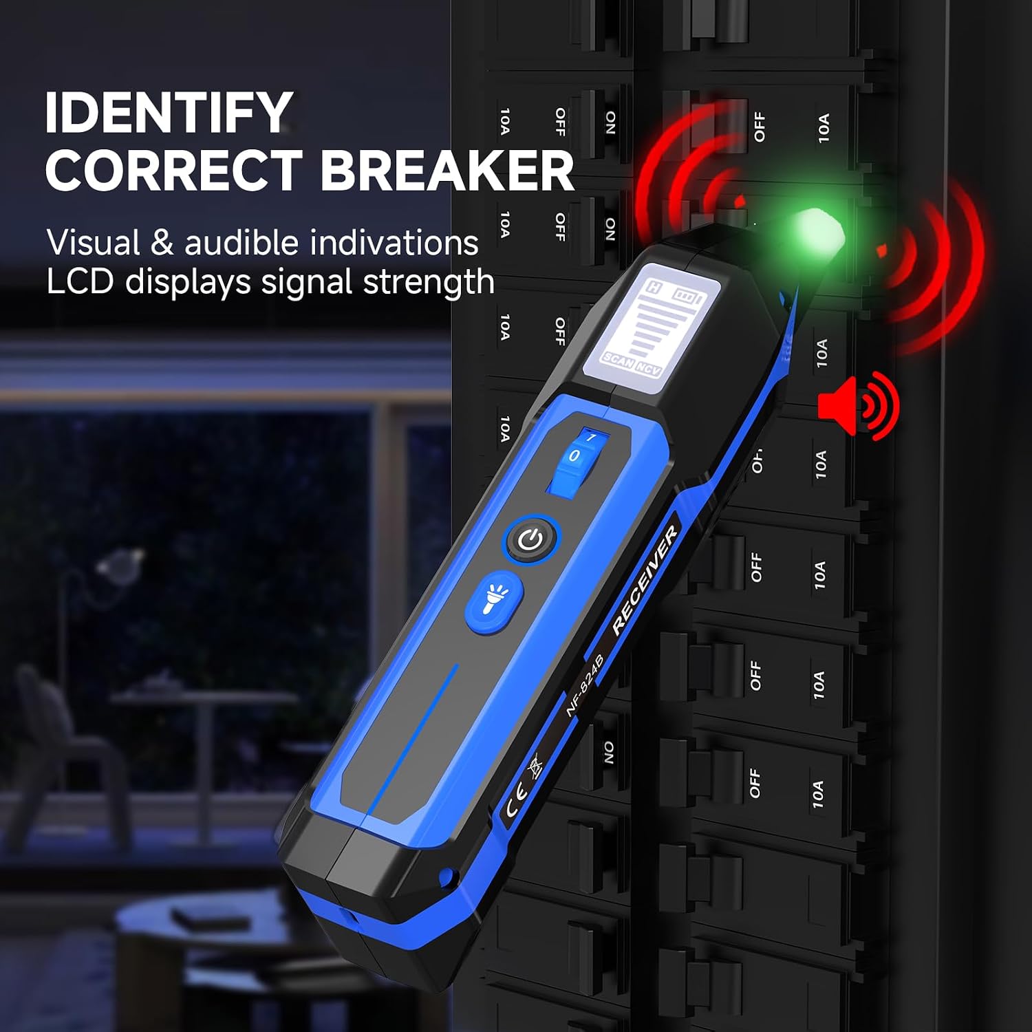 Detalle de NOYAFA NF-824B Circuit Breaker Finder with LCD, GFCI Tester and NCV