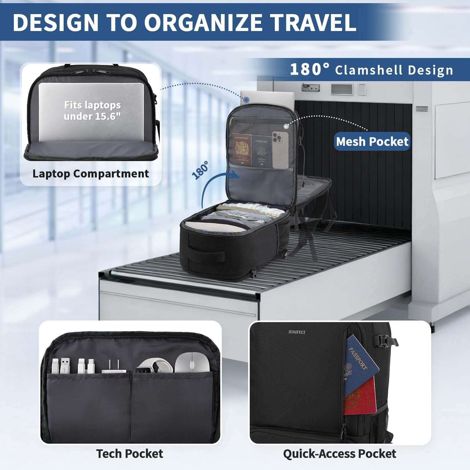 Thumbnail 3 de ZOMFELT Ryanair 40x30x20 24L underseat backpack