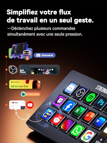 Detalle de STREONOR Stream Controller Standard S15 avec 15 Touches et Barre Info — polyvalent et personnalisable